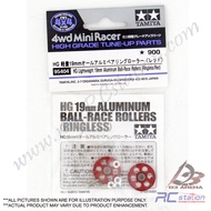 Tamiya #95404 - HG LW Lightweight Ball-Race Rollers Aluminum 19mm (Ringless/Red)  [95404]