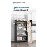 Dapur Kabinet Rak Dapur Kitchen Cabinet Microwave Oven Rack Multi-layer Storage Shelves with Door Wh