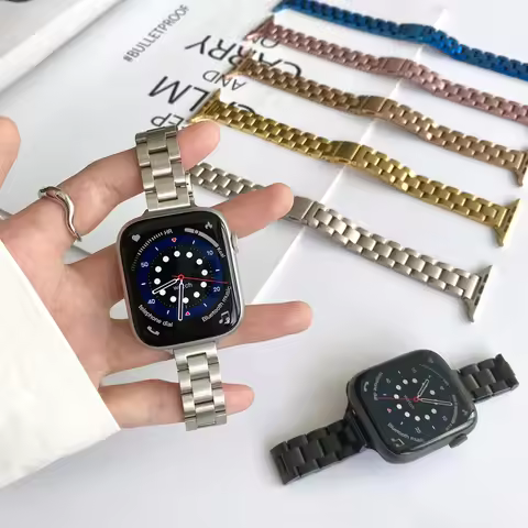 Thin stainless steel metal wristband strap suitable for Apple Watch series 987654321, compatible wit