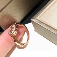 【Best quality】bv new 18k rose gold Rome series classic disk white shell diamond letter ring women li