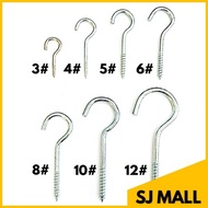 Zinc Plated Cup Hook 3 , 4 , 5 , 6 , 8 , 10 , 12 Nickel Plated Screw Hook/ Question mark hook/ Cangk