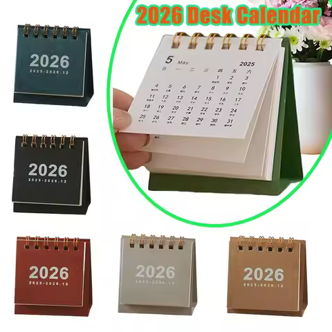 Mini Desk Calendar 2026/2025 Vintage Style Vintage Check In Calendar with Lunar Date Small Decorativ