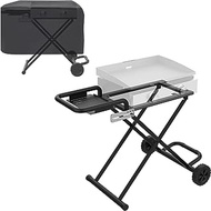 EasiBBQ Portable Grill Cart and Cover for Blackstone 17" 22" Table Top Griddles, Folding Cart Griddle Stand Shelf for Backyard, Camping and Outdoor Cooking. Black