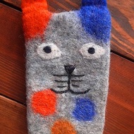 羊毛氈 灰貓 貓咪 手機袋 手機套 保護套 小