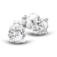 Merii 925 Sterling Silver Earrings Rhodium Plated Decorated With 5 Mm CZ. Embedded 6 Thorns Single G