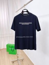 🎀Emporio Armani 條形碼LOGO MILANO 深藍色 純棉 短袖T恤