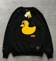 SWEATER CREWNECK PANCOAT BEBEK KUNING M L XL KATUN FLEECE TEBAL SABLON PREMIUM HITAM ABU