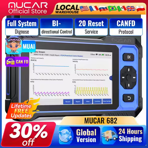 MUCAR 682 AI Assisted OBD2 Diagnostic Tool OE-level Full System Diagnosis 20 Resets Bi-directional C