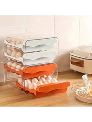 1套冰箱蛋類收納盒，抽屜式鮮度盒家用可疊加蛋架，32格蛋分層組織盒，適用於廚房和餐廳，廚房用品廚房配件