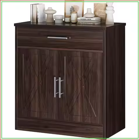 1 Drawer 2 Doors Wood Sideboard Buffet Cabinet Storage Kitchen Dining Room