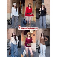 7days Clothing-️Metal winter V-Neck Shirt With Studs