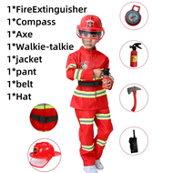 Fireman Costume for Kids Boy Firefighter Career Guidance Suit Children Cosplay Uniform Christmas Fas