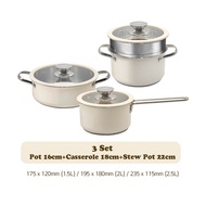 [Corelle brand] Corningware Riley Stainless Steel Pot Set 3pcs