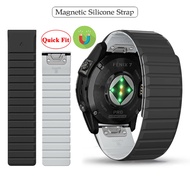 26mm 22mm Soft Silicone Magnetic Band Sports Watchband Replace Quick Fit Strap For Garmin Fenix 7 7X Pro 6 6X 5 5X Plus 3 HR 2 Forerunner 965 955 945 935