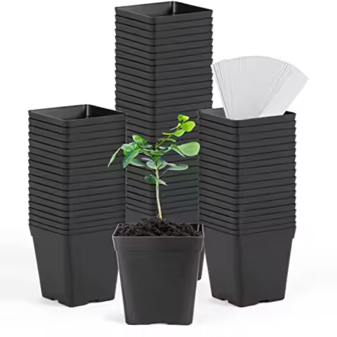 Square Nursery Pots 3.3 Inches Flexible Plastic Seedling Pots Square Pots for Plants Succulent Flowe