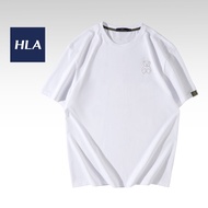 HLA Cute Bear Series Icy Cotton Lovely Bear Printing Slight Wide Short Sleeve T-Shirt Men (White)-HN