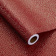 LeZakaa Red Dotty Wrapping Paper Roll, Sparkling Gold Irregular Dots in Red, Ideal for Birthday, Chr