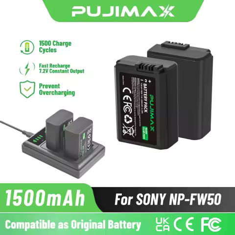 PUJIMAX NP-FW-50 1500mAh Rechargeable Battery for SONY NEX 3N 5C 5R 6 7F3 DSC-RX10M SLTT A33 35 55V