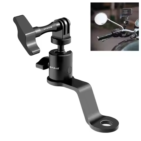 PULUZ Motorcycle Rearview Mirror Aluminum Alloy Action Camera Holder Mount Camera Support