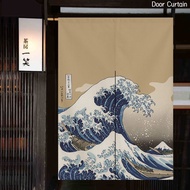 Japanese Ukiyo-e Door Curtain Kitchen Partition Curtain Bedroom Decoration Shade Curtain Entrance Door Curtain Perforation-free Privacy Curtain