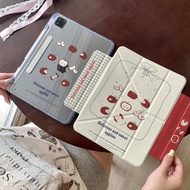 Korean Style One Bag Red Apple Suitable for ipad pro Tablet Protective Case mini6 Side Suction Separ
