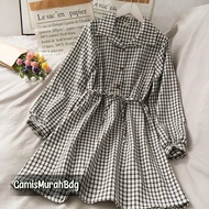 Tunik motif kotak-kotak korean style / tunik remaja terbaru bahan katun