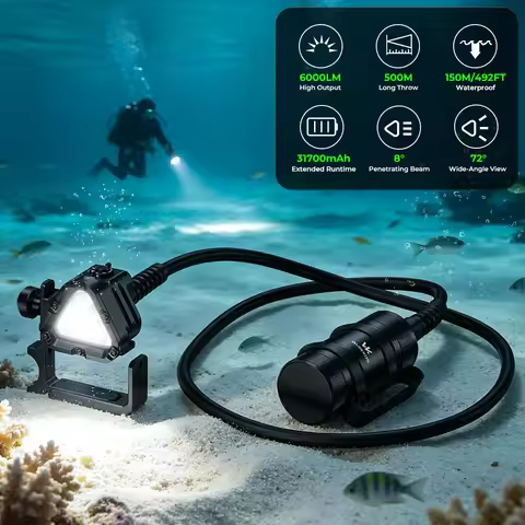 Wurkkos D1 Dive Light Equipped 6000lm with 46950 Battery Technical Diving Flashlight Suitable for Ca