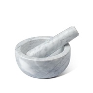 Parmedu Marble Mortar and Pestle Set: 14cm Diameter Natural Marble Kitchen Grinder - Manual Spice Grinder