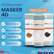 Evo PlusMed 4d Medical Mask contains 10 packages of 3 boxes