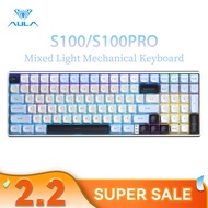 AULA S100 S100PRO Mechanical Keyboard 99 Key Mixed Light PBT Keycaps Ultra-low Latency Office Keyboa