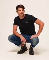 SUPERDRY ORANGE LABEL VINTAGE EMBROIDERY T-Shirt - เสื้อยืด สีเบสิคหรือสีพื้นฐานสำหรับผู้ชาย COTTON 100%