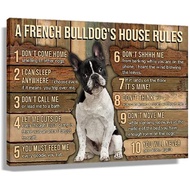French Bulldog House Rules Vintage Poster Modern Art Living Room Giclee Prints On Canvas Paintings F