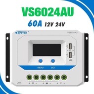 EPEVER ตัวควบคุมพลังงานแสงอาทิตย์60Aตัวควบคุมการชาร์จ PWM VS6024AU อัตโนมัติ12V 24V พร้อมจอแสดงผล LC