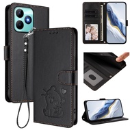 Casing Cover for Realme Note 70 70T 60 60X 50 Realme C63 C61 C53 C51 Cute Cartoon Cat Flip Wallet PU