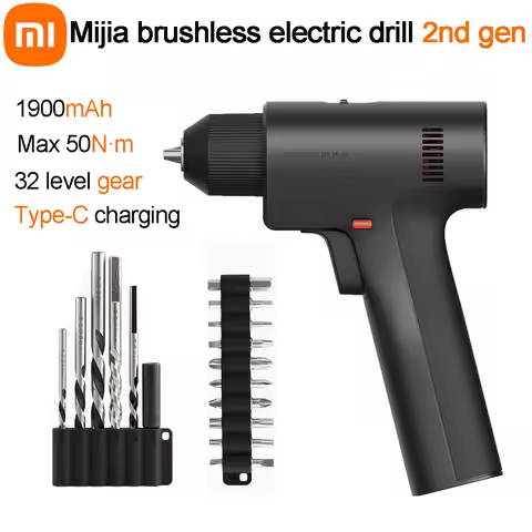 XIAOMI mijia Brushless Electric Drill 2nd gen Max 50N·m Torque 1900mAh 32 Level gear High Performanc