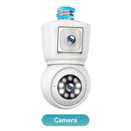 Hamrol 8MP Dual Lens E27 Bulb Light Kamera WiFi PTZ Auto Tracking CCTV Kamera Connect to Cellphone i