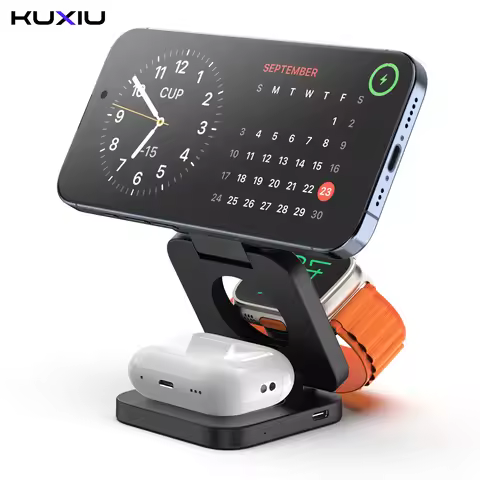 KUXIU X55 Magsafe Wireless Charging Station for iPhone 17 16 15 14 13 12 Pro/Max,5W for iWatch, AirP