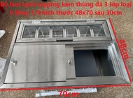 Bộ thùng đá inox kèm 6 khay topping loại thùng đá làm 3 lớp giữ lạnh cả ngày
