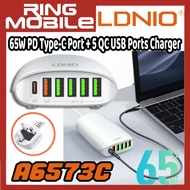 [Ready Stock] LDNIO A6573C 65W PD Type-C Port + 5 QC USB Ports Fast Charger for Smartphone / Laptop / Samsung / Xiaomi / Huawei / Oppo / Vivo / Realme / OnePlus