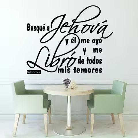 Bible Verse Spanish Christian Wall Sticker Biblia Salmos 34:4 Motivational Quote Jesus God Wall Deca