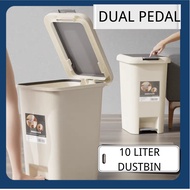 10L Dual Pedal Push Top Garbage Bin – Hands-Free & Hygienic/ Tong Sampah 10L dengan Butang Tekan & P