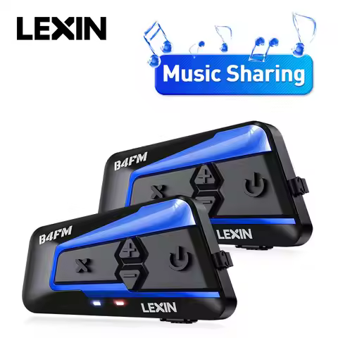 Lexin 2PCS B4FM-X Intercomunicador Moto Bluetooth 10 Riders BT5.0 Motorcycle Intercom Helmet Headset