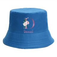 Customized name Bucket Hat fisherman hat bucket hat mens casual bucket hat fashion beach hat Purple 