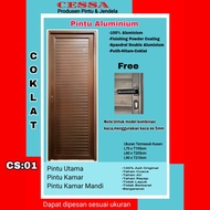 Pintu Utama/Kamar/Kamar Mandi Aluminium CESSA - CS 01 - Coklat