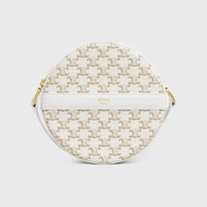 Celine賽琳canvas經典凱旋門白花小圓餅 斜背包尺寸14*14*4cm