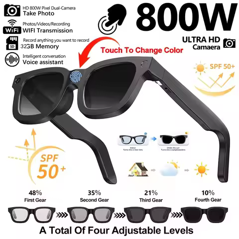Smart Glasses HD Photo Video OpenAI Record B-Bluetooth Call Music Translation Touch Electrochromic L