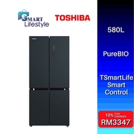 Toshiba Multi Door Refrigerator 580L GR-RF608WI / GR-RF610WE-PGY/ Hitachi 4 Doors Inverter Refrigerator 466L HR4N7522DSX