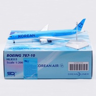 Ready Stock Airplane SQ Wings 1: 200 Alloy Airplane Model Korean Airlines Boeing B787-10 HL8515