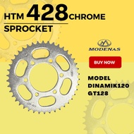 HTM 428 REAR SPROCKET CHROME GT128 RR150 ZX150 DINAMIK120 DINAMIK MODENAS KAWASAKI REAR SPOCKET