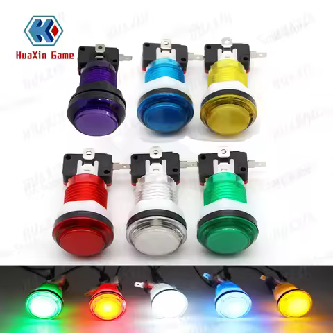 28mm Full Transparent push Button with 12V 5V LED Lamp Microswitch for Arcade Fighting Video Games M